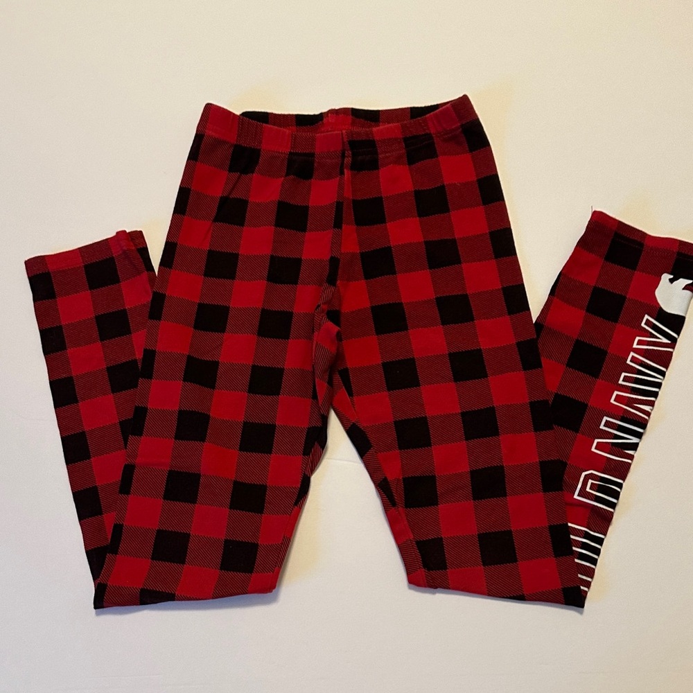 Old Navy Red and Black Checkered Leggings, Size Large 10/12